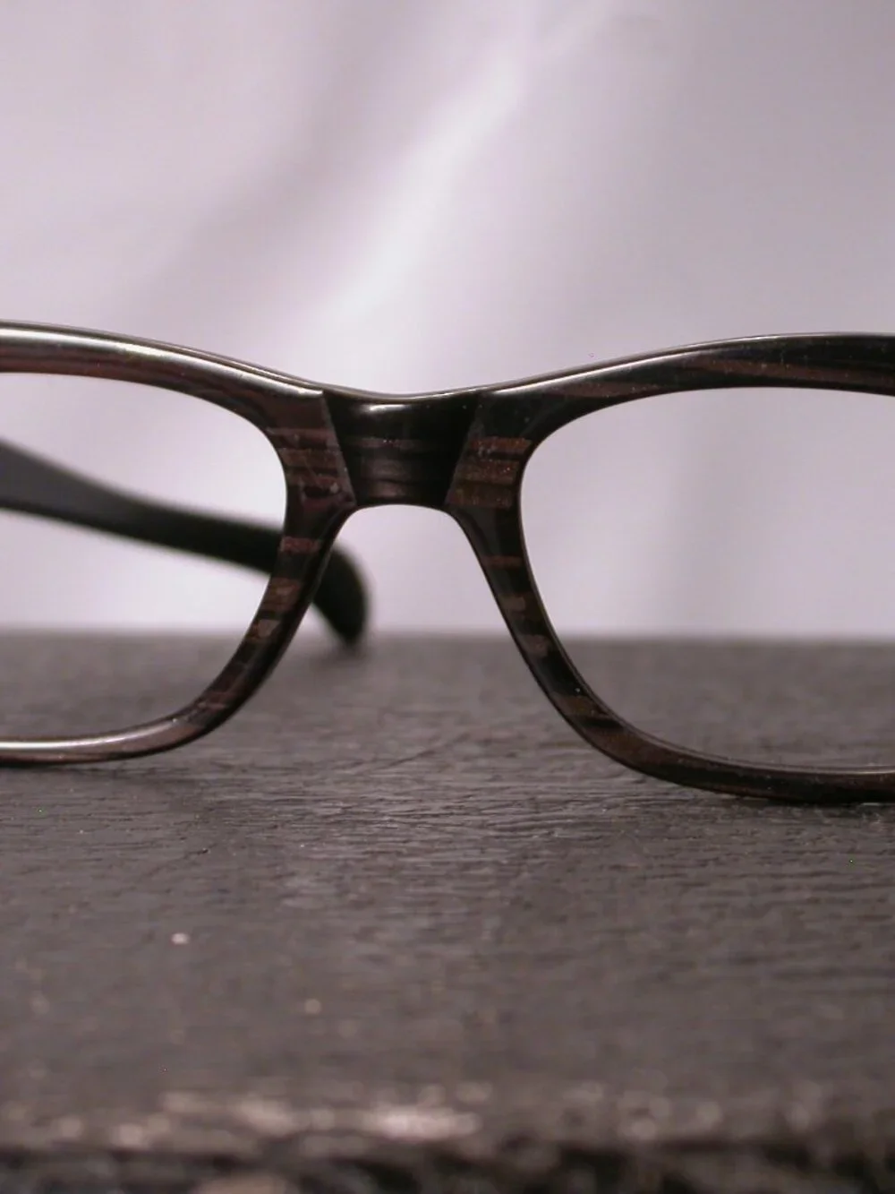 Vintage Allied Dark Wood Grain Eyeglasses Frames Made In USA